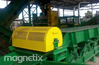 Bęben magnetyczny na instalacji recyklingu opon samochodowych